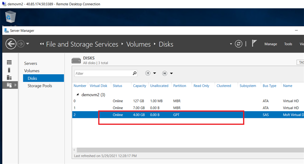 Taking Disk Snapshot In Azure